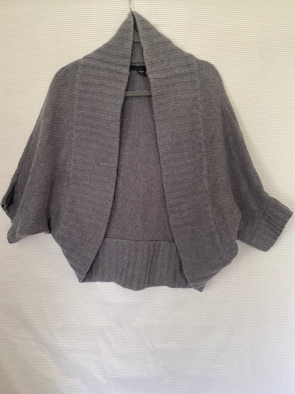 Kenneth Cole Heather Gray Open-Front Ribbed Knit Shrug